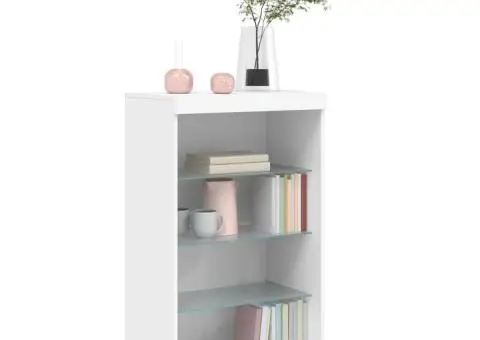 Servantă cu lumini LED, alb, 60,5x37x100 cm - 5/5