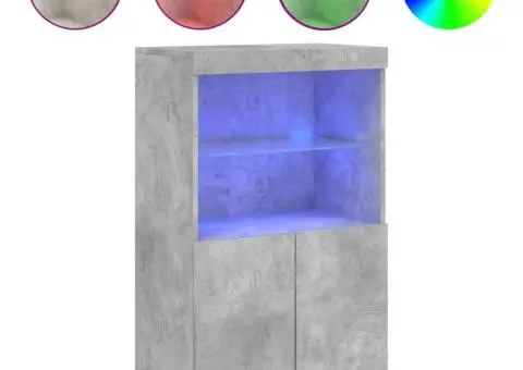 Servantă cu lumini LED, gri beton, 60,5x37x100 cm - 2/5