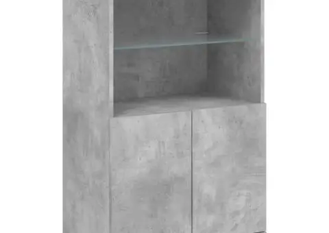 Servantă cu lumini LED, gri beton, 60,5x37x100 cm - 3/5