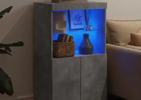 Servantă cu lumini LED, gri beton, 60,5x37x100 cm - 4/5