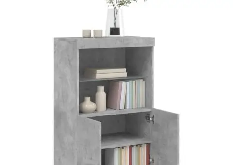 Servantă cu lumini LED, gri beton, 60,5x37x100 cm - 5/5