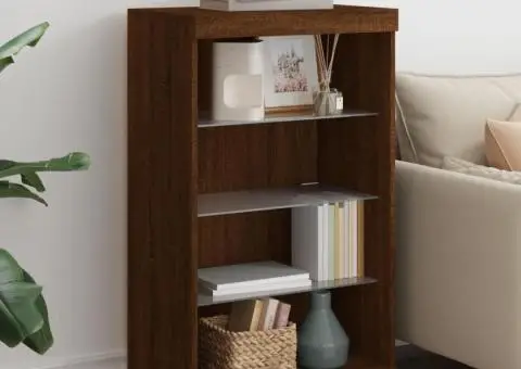 Servantă cu lumini LED, stejar maro, 60,5x37x100 cm - 1/5