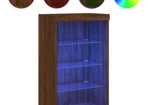 Servantă cu lumini LED, stejar maro, 60,5x37x100 cm - 2/5