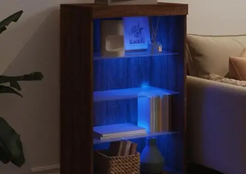 Servantă cu lumini LED, stejar maro, 60,5x37x100 cm - 4/5