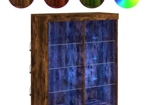 Servantă cu lumini LED, stejar fumuriu, 81x37x100 cm - 2/5