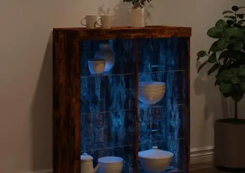 Servantă cu lumini LED, stejar fumuriu, 81x37x100 cm - 4/5