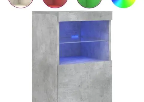 Servantă cu lumini LED, gri beton, 41x37x67 cm - 2/5