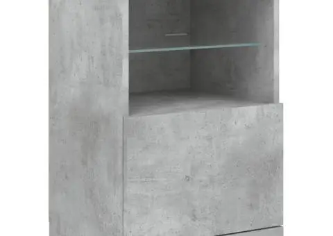 Servantă cu lumini LED, gri beton, 41x37x67 cm - 3/5