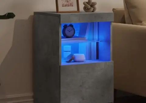 Servantă cu lumini LED, gri beton, 41x37x67 cm - 4/5