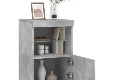 Servantă cu lumini LED, gri beton, 41x37x67 cm - 5/5