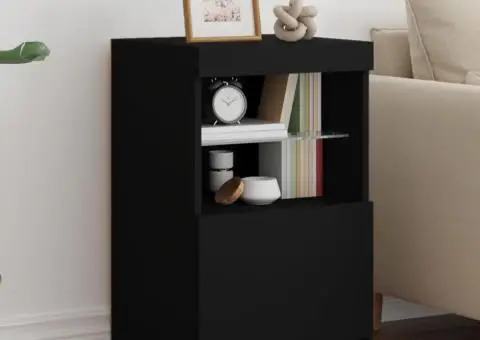 Servantă cu lumini LED, negru, 41x37x67 cm - 1/5