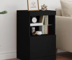 vidaXL Servantă cu lumini LED, negru, 41x37x67 cm