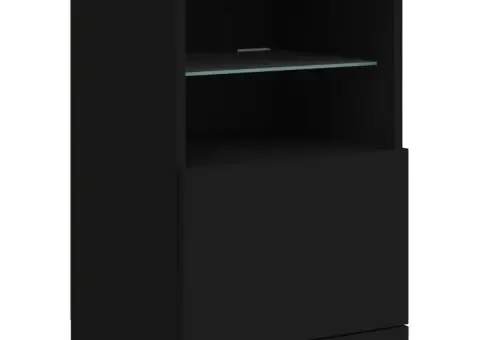 Servantă cu lumini LED, negru, 41x37x67 cm - 3/5