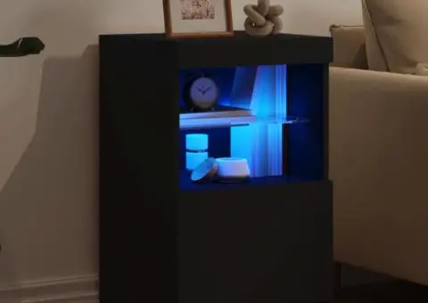 Servantă cu lumini LED, negru, 41x37x67 cm - 4/5