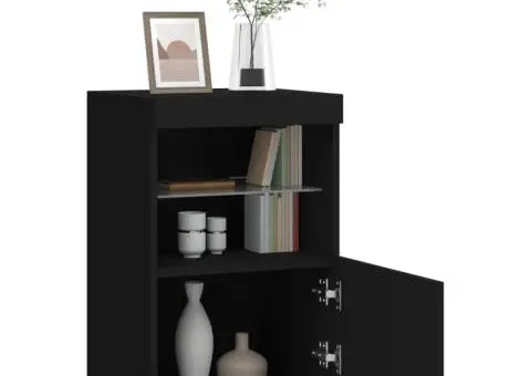 Servantă cu lumini LED, negru, 41x37x67 cm - 5/5