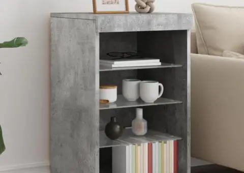 Servantă cu lumini LED, gri beton, 41x37x67 cm - 1/5