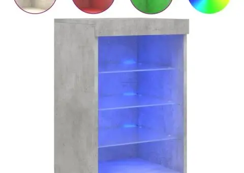 Servantă cu lumini LED, gri beton, 41x37x67 cm - 2/5