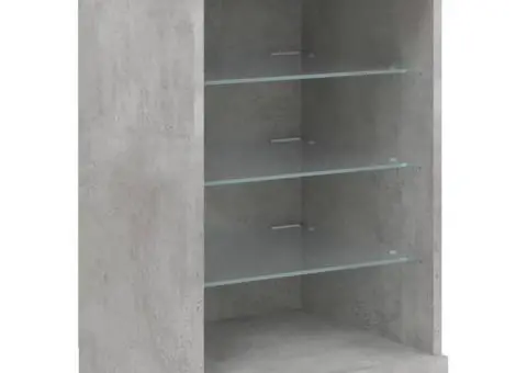 Servantă cu lumini LED, gri beton, 41x37x67 cm - 3/5