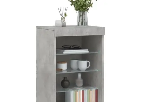 Servantă cu lumini LED, gri beton, 41x37x67 cm - 5/5