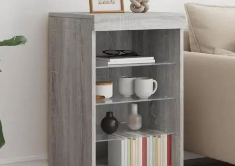 Servantă cu lumini LED, gri sonoma, 41x37x67 cm - 1/5