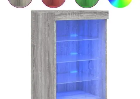 Servantă cu lumini LED, gri sonoma, 41x37x67 cm - 2/5