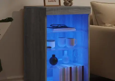 Servantă cu lumini LED, gri sonoma, 41x37x67 cm - 4/5