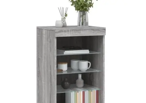 Servantă cu lumini LED, gri sonoma, 41x37x67 cm - 5/5