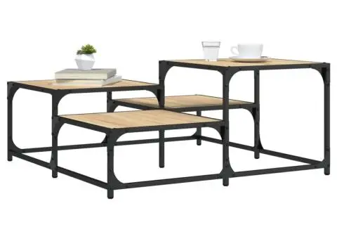 Măsuță de cafea, stejar fumuriu, 87,5x87,5x40 cm lemn prelucrat - 1/5