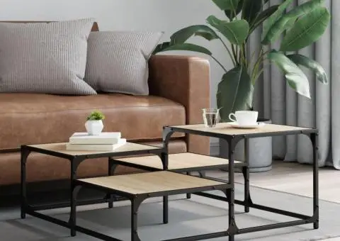 Măsuță de cafea, stejar fumuriu, 87,5x87,5x40 cm lemn prelucrat - 3/5