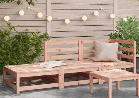 Canapea de grădină cu taburet și 2 locuri, lemn masiv douglas - 1/5
