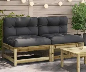 vidaXL Canapele de grădină fără cotiere, cu perne, 2 buc.