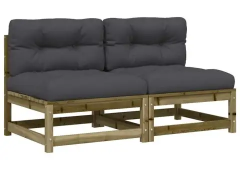Canapele de grădină fără cotiere, cu perne, 2 buc. - 2/5