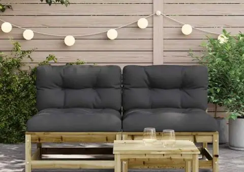 Canapele de grădină fără cotiere, cu perne, 2 buc. - 3/5