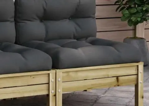 Canapea de grădină fără cotiere cu perne, lemn de pin impregnat - 1/5