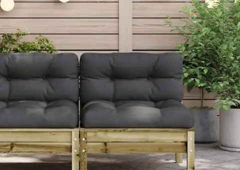 Canapea de grădină fără cotiere cu perne, lemn de pin impregnat - 3/5