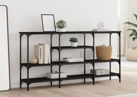 Măsuță consolă, negru, 160x29x80 cm, lemn compozit - 3/5