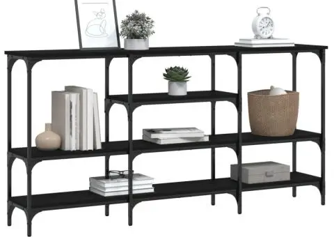 Măsuță consolă, negru, 160x29x80 cm, lemn compozit - 4/5