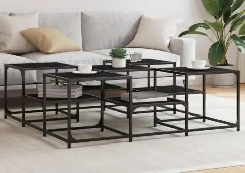 Măsuță de cafea, negru, 121x121x40 cm, lemn prelucrat - 1/5