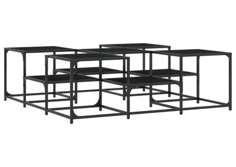 Măsuță de cafea, negru, 121x121x40 cm, lemn prelucrat - 2/5