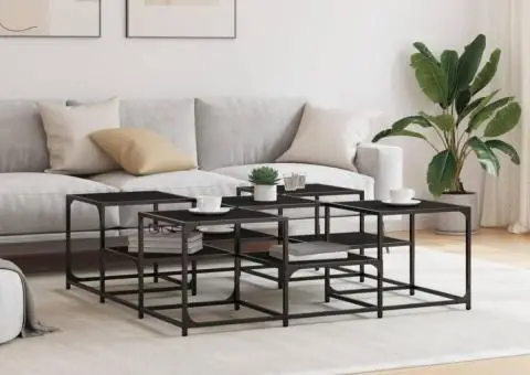 Măsuță de cafea, negru, 121x121x40 cm, lemn prelucrat - 3/5