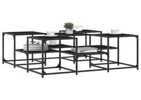 Măsuță de cafea, negru, 121x121x40 cm, lemn prelucrat - 4/5