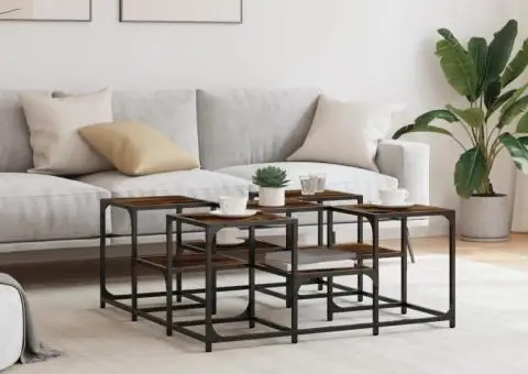 Măsuță de cafea, stejar fumuriu, 91x91x40 cm, lemn prelucrat - 3/5