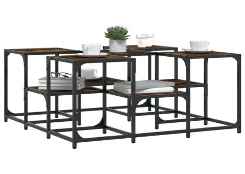 Măsuță de cafea, stejar fumuriu, 91x91x40 cm, lemn prelucrat - 4/5