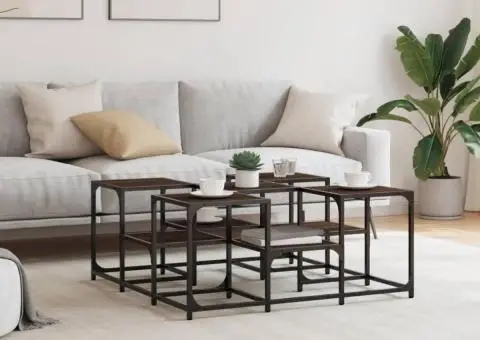 Măsuță de cafea, stejar maro, 91x91x40 cm, lemn prelucrat - 3/5