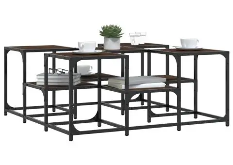 Măsuță de cafea, stejar maro, 91x91x40 cm, lemn prelucrat - 4/5