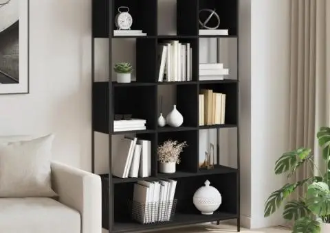Bibliotecă, negru, 102x28x172 cm, lemn prelucrat - 3/5