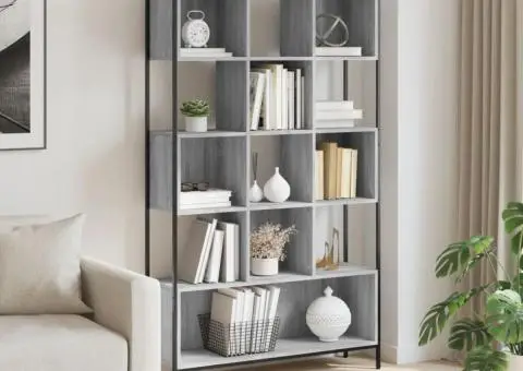 Bibliotecă, gri sonoma, 102x28x172 cm, lemn prelucrat - 3/5