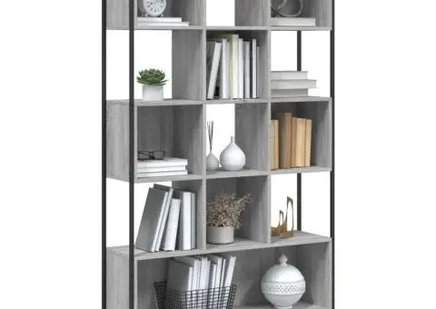 Bibliotecă, gri sonoma, 102x28x172 cm, lemn prelucrat - 4/5