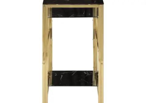 Masă consolă, oțel inoxidabil auriu și sticlă securizată - 4/5