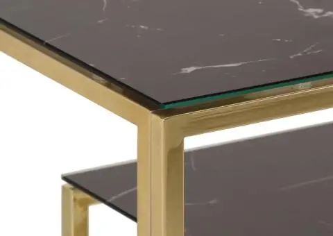 Masă consolă, oțel inoxidabil auriu și sticlă securizată - 5/5